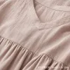 Summer new Japanese-style commuting simple V-neck one-shoulder short-sleeved loose and artistic mid-length dress for women 111722319 Application Scenario